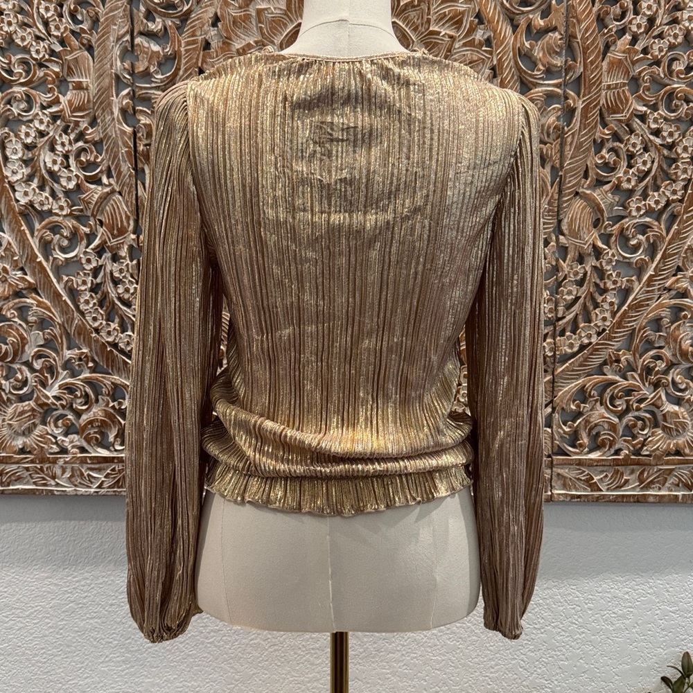 Chenault Gold Crinkle Party Blouse - Picture 4 of 13